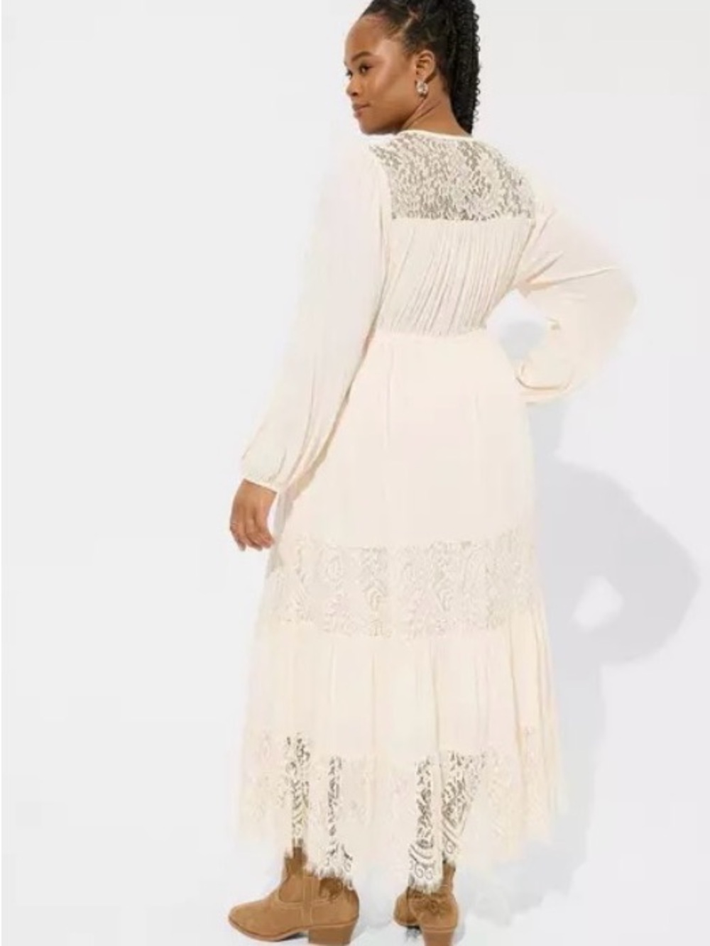 NWT Torrid Swiss Dot Lace Contrast Tiered Dress